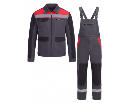 Костюм ProfLineBase-2 (тк.Твил,210) п/к, т.серый/черный/красный