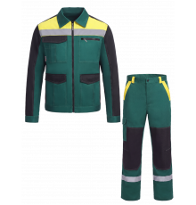 Костюм ProfLineBase-1 (тк.Твил,210) брюки, зеленый/черный/желтый