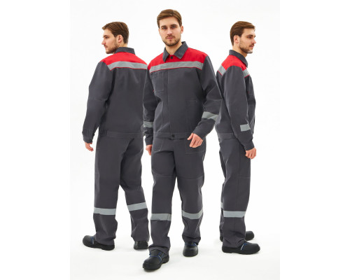 Костюм Липецк-1 СОП CH (тк.Смесовая,280) брюки, т.серый/красный